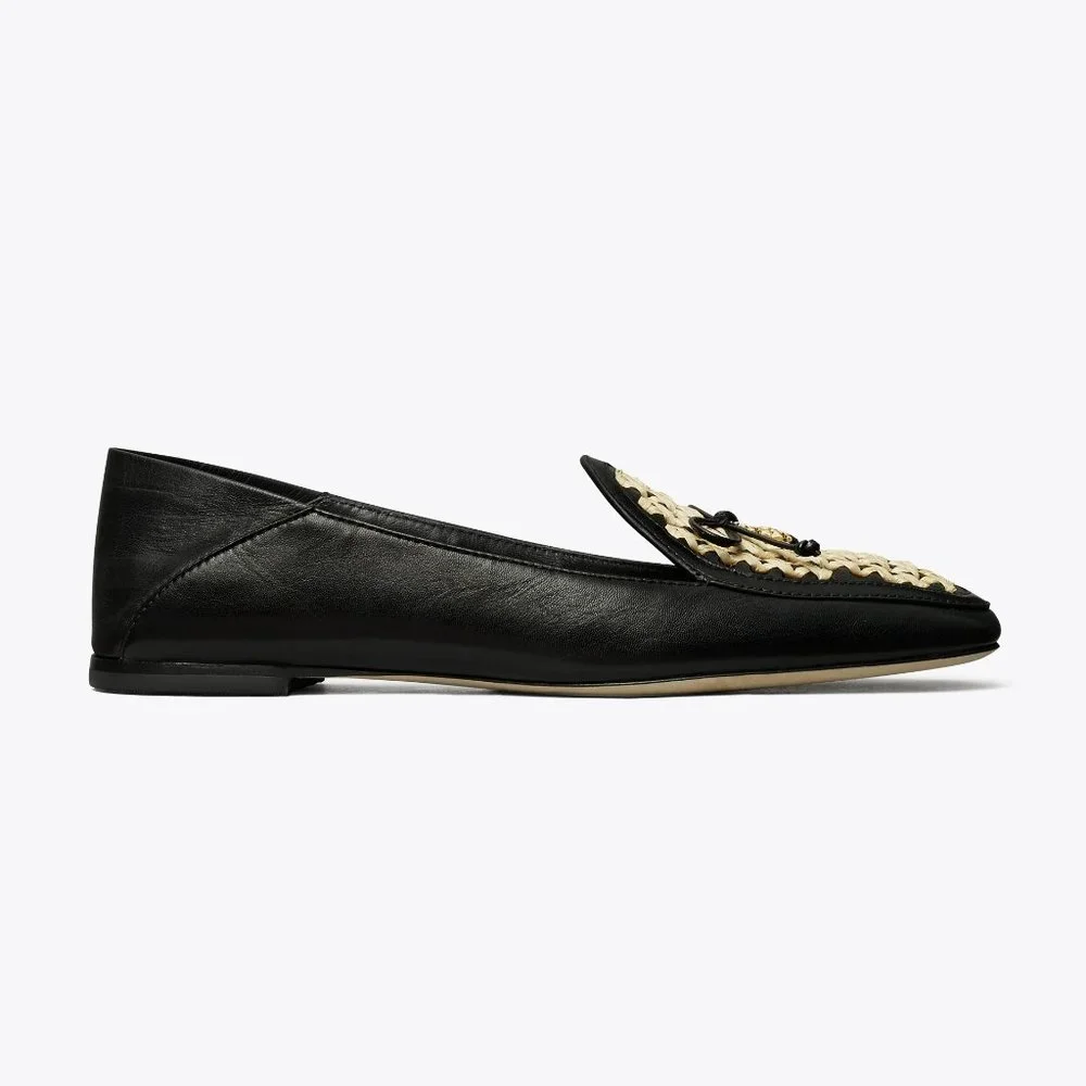TORY BURCH * NIB $348 * CONVERTIBLE TORY CHARM WOVEN LOAFER Black Oatmeal 11 - Picture 14 of 16